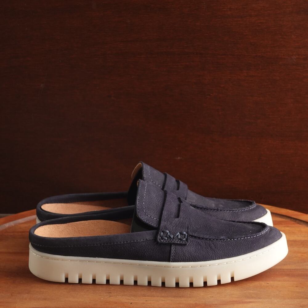 Vionic Navy Suede Slip-On Loafers with White Sole